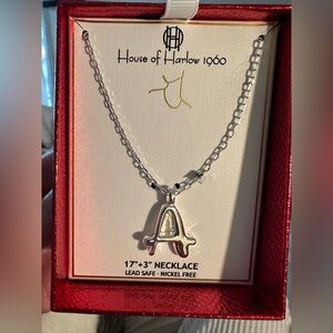 House of Harlow 1960 Silver Tone Letter A Pendant Necklace NIB